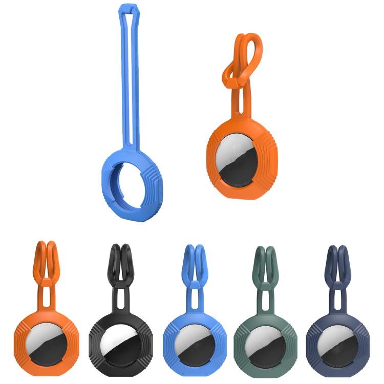 For AirTag 2nd Gen / AirTag 1st Gen AhaStyle PT164 Silicone Protective Cover Easy Carry Fixed Tracker Shell Backpack Pendant(Dark Blue)