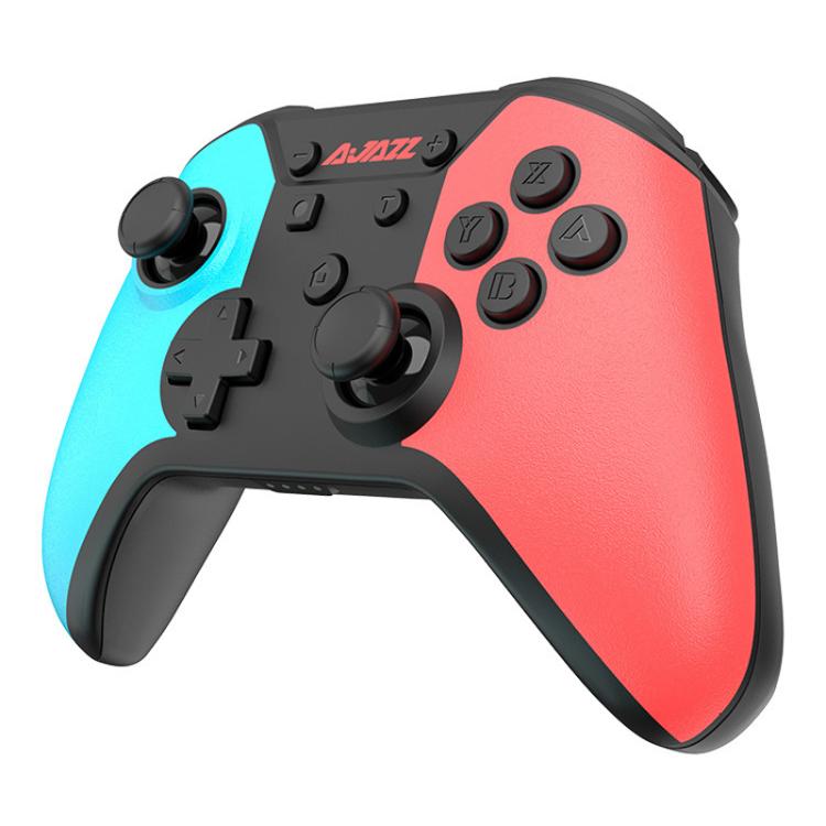 Manette de jeu double mode sans fil Bluetooth + filaire Ajazz AG180 pour Switch / PC / Android / IOS (Bleu Rouge)