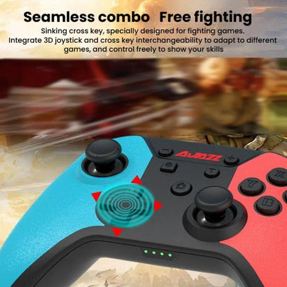 Manette de jeu double mode sans fil Bluetooth + filaire Ajazz AG180 pour Switch / PC / Android / IOS (noir et gris)