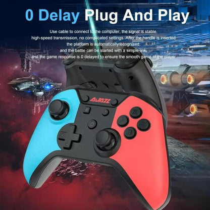 Manette de jeu double mode sans fil Bluetooth + filaire Ajazz AG180 pour Switch / PC / Android / IOS (noir et gris)