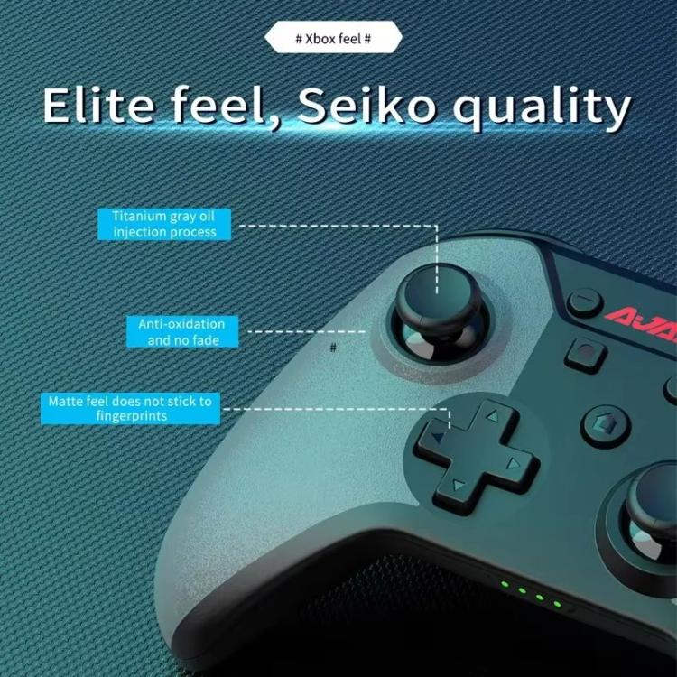 Manette de jeu double mode sans fil Bluetooth + filaire Ajazz AG180 pour Switch / PC / Android / IOS (noir et gris)