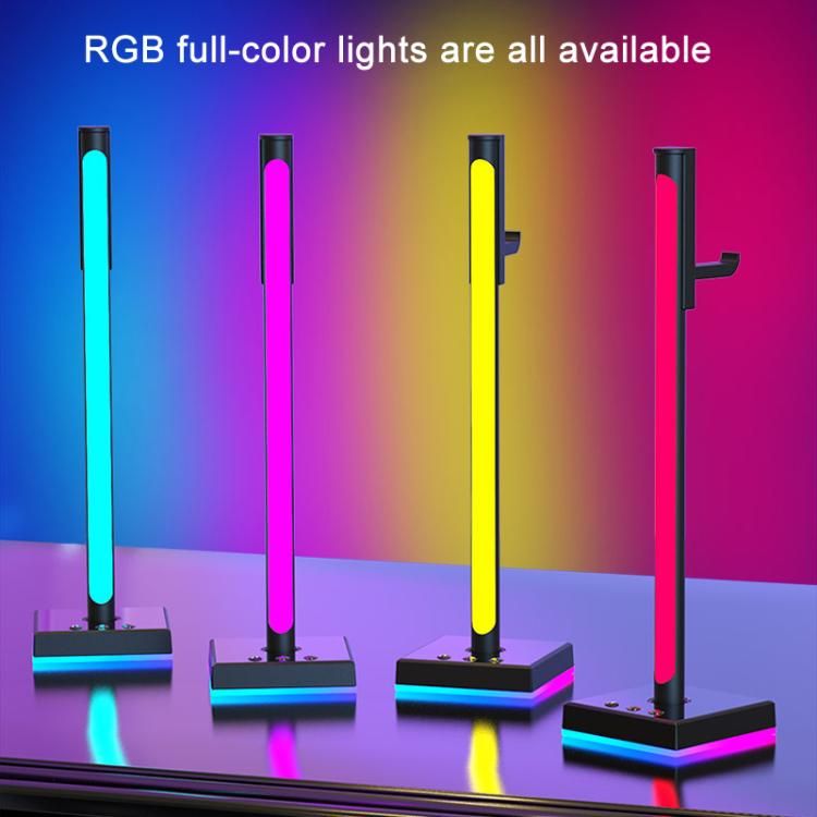 Support de casque Ajazz ABL190 avec lumière ambiante de ramassage Lumières ambiantes de musique de bureau RVB (Noir)