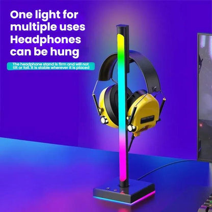 Support de casque Ajazz ABL190 avec lumière ambiante de ramassage Lumières ambiantes de musique de bureau RVB (Noir)