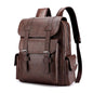 OUMANTU 975 PU Leather Large-capacity Travel Laptop Backpack Casual Schoolbag(Dark Brown)