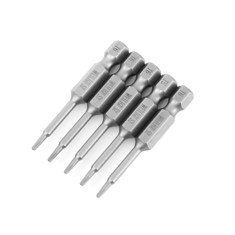 WEILIGU 5pcs 75mm T6 Magnetic S2 Pneumatic Air Bit Electric Drill Plum Blossom Head With Center Hole