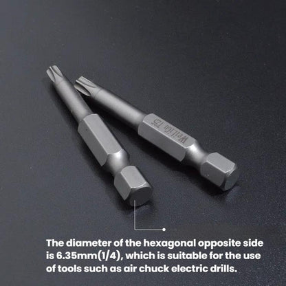 WEILIGU 5pcs 75mm T6 Magnetic S2 Pneumatic Air Bit Electric Drill Plum Blossom Head With Center Hole