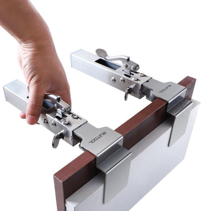 RUITOOL Stainless Steel Push Quick Drawer Clamp Adjustable Telescopic Woodworking Fixture Clamps, Spec: Small Bow Clip + 1pc Big Bow Clip Plate