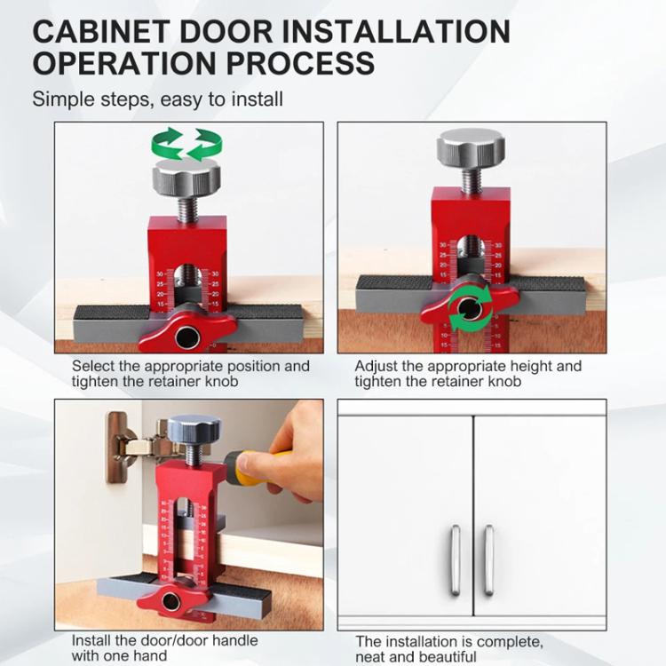 RUITOOL Cabinet Door Installation Locator Aids Adjustable Rebounder Punched Mounting Jig Leveling Device, Spec: With 6/8/10mm Drill Brass Limit Ring + 6/8mm Drill Sleeve
