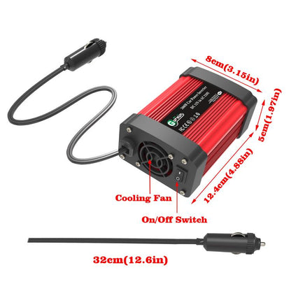 Gurxun Dual USB+Dual Type-C Charging Port Modified Square Wave Car Inverter, Spec: DC12V To AC110V Dual US Plug
