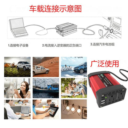 Gurxun Dual USB+Dual Type-C Charging Port Modified Square Wave Car Inverter, Spec: DC12V To AC110V Dual US Plug