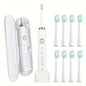 Sarmocare S100 IPX7 Waterproof Portable Sonic Electric Toothbrush with 8-brush Heads(White)