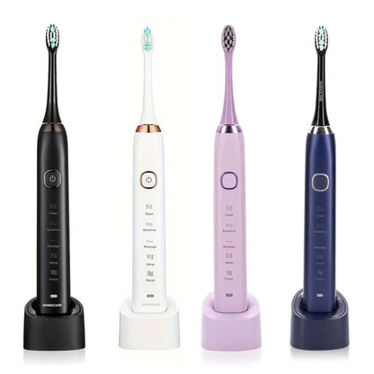 Sarmocare S100 IPX7 Waterproof Portable Sonic Electric Toothbrush with 8-brush Heads(White)