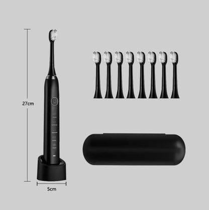 Sarmocare S100 IPX7 Waterproof Portable Sonic Electric Toothbrush with 8-brush Heads(White)