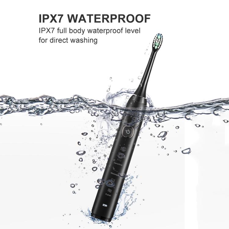 Sarmocare S100 IPX7 Waterproof Portable Sonic Electric Toothbrush with 8-brush Heads(White)