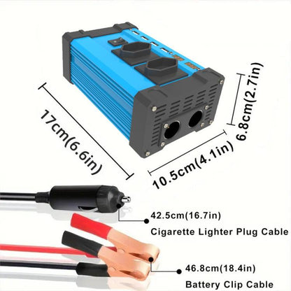 Gurxun 4 USB Ports Digital Display Modified Square Wave Inverter, Spec: 300W Brazil Plug 12V To 220V