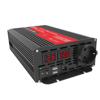 Gurxun 1500W Chargeur rapide double USB Double affichage numérique Convertisseur à onde sinusoïdale pure, Spécification : Prise EU 12V vers 220V