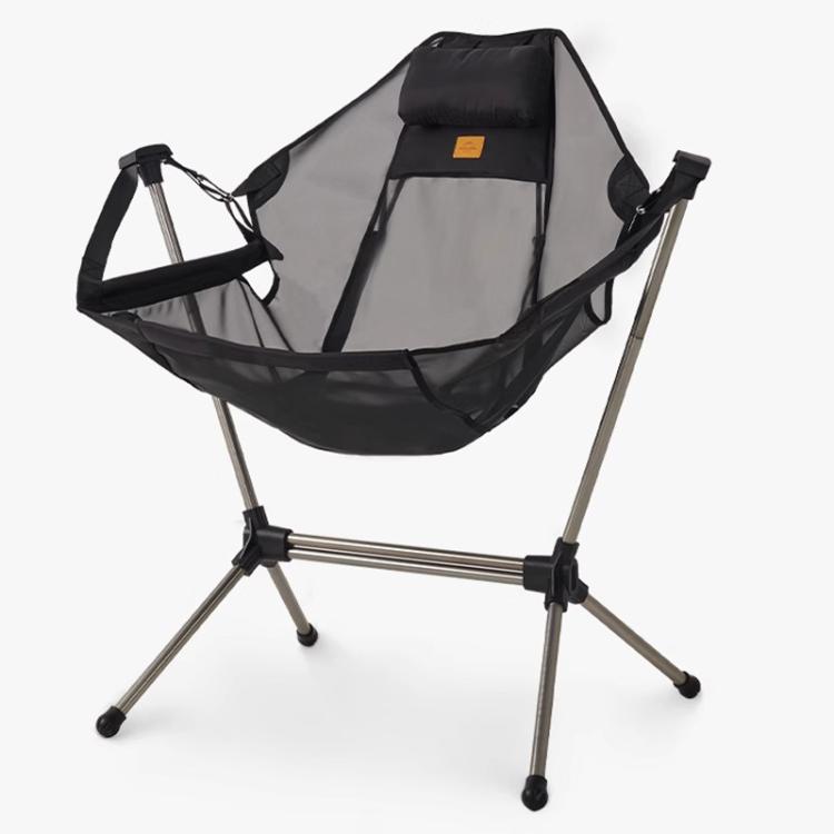 Naturehike Outdoor Folding Rocking Chair Portable Recliner Chair Leisure Camping Picnic Swing Chair(Black Mesh)