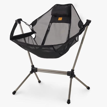 Naturehike Outdoor Folding Rocking Chair Portable Recliner Chair Leisure Camping Picnic Swing Chair(Black Mesh)