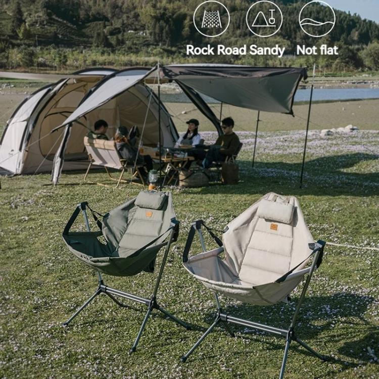 Naturehike Outdoor Folding Rocking Chair Portable Recliner Chair Leisure Camping Picnic Swing Chair(Black Mesh)