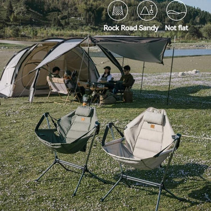 Naturehike Outdoor Folding Rocking Chair Portable Recliner Chair Leisure Camping Picnic Swing Chair(Black Mesh)