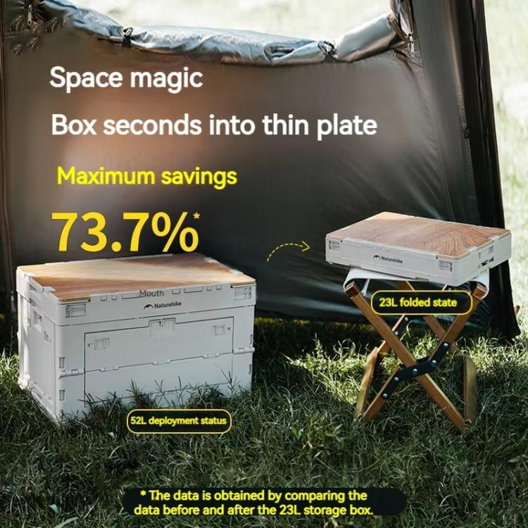 Naturehike Outdoor Large Capacity Folding Storage Box Portable Camping Table, Spec: 52L Light Gray