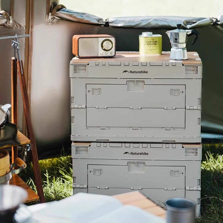 Naturehike Outdoor Large Capacity Folding Storage Box Portable Camping Table, Spec: 52L Light Gray