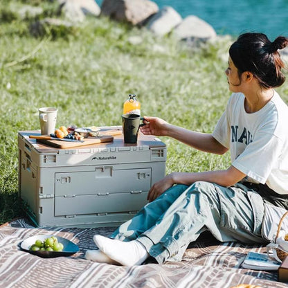 Naturehike Outdoor Large Capacity Folding Storage Box Portable Camping Table, Spec: 52L Light Gray