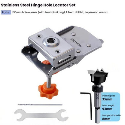 6 In 1 RUITOOL Stainless Steel Hinge Puncher Locator Adjustable Margin Quick Jig Woodworking Closet Door Hinge Punching Tool