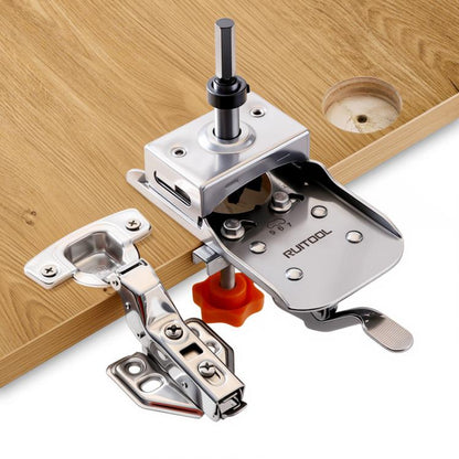 5 In 1 RUITOOL Stainless Steel Hinge Puncher Locator Adjustable Margin Quick Jig Woodworking Closet Door Hinge Punching Tool