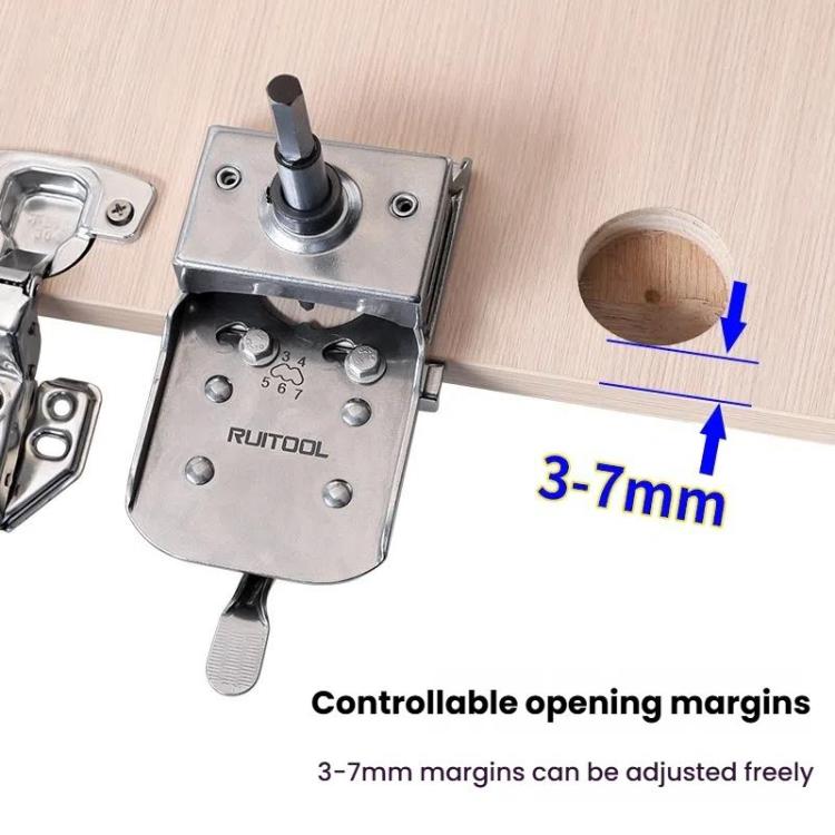 5 In 1 RUITOOL Stainless Steel Hinge Puncher Locator Adjustable Margin Quick Jig Woodworking Closet Door Hinge Punching Tool