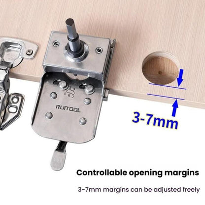 5 In 1 RUITOOL Stainless Steel Hinge Puncher Locator Adjustable Margin Quick Jig Woodworking Closet Door Hinge Punching Tool