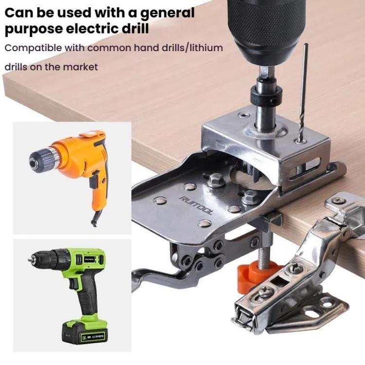 5 In 1 RUITOOL Stainless Steel Hinge Puncher Locator Adjustable Margin Quick Jig Woodworking Closet Door Hinge Punching Tool