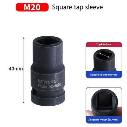 RUITOOL 1/2 inch Tap Socket Pneumatic Wrench Square Socket Inner Quarter Square Hole Wrench Tool, Spec: M20