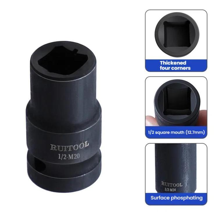 RUITOOL 1/2 inch Tap Socket Pneumatic Wrench Square Socket Inner Quarter Square Hole Wrench Tool, Spec: M24