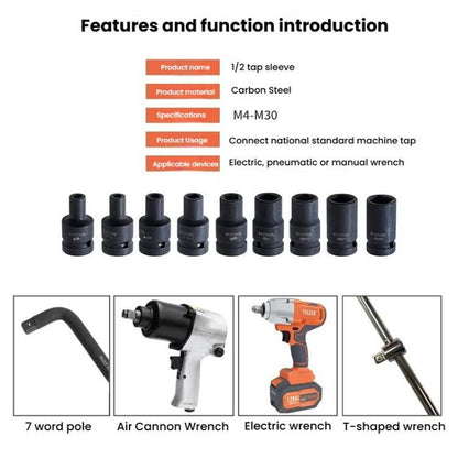 RUITOOL 1/2 inch Tap Socket Pneumatic Wrench Square Socket Inner Quarter Square Hole Wrench Tool, Spec: M6