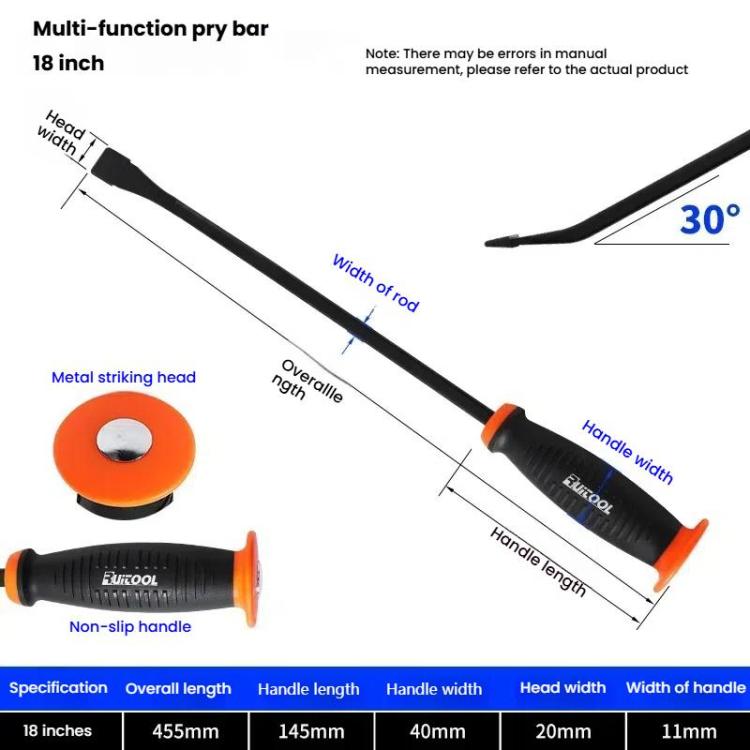 18 inch RUITOOL Multi-function Pry Bar Crowbar Labor-saving Lever Nailer Car Tire Repair Tire Picking Tool