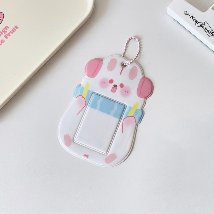Hisocute Étudiant Dessin Animé PVC Transparent Porte-Cartes Mignon Animal 3 Pouces Idol Album Photo Étui, Style : Lapin Blanc