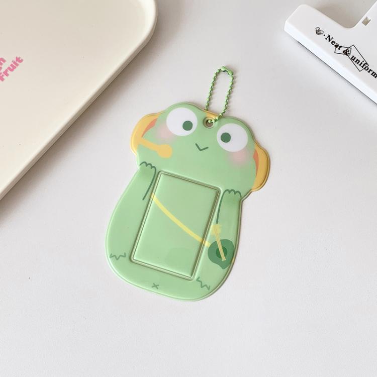 Hisocute Student Cartoon PVC Transparent Card Holder Cute Animal 3-Inch Idol Album Photo Card Case, Style: Green Frog
