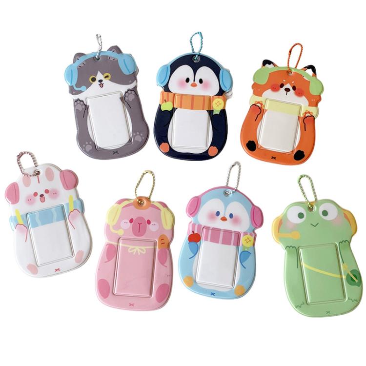 Hisocute Étudiant Dessin Animé PVC Transparent Porte-Cartes Mignon Animal 3 Pouces Idol Album Photo Étui, Style : Lapin Blanc