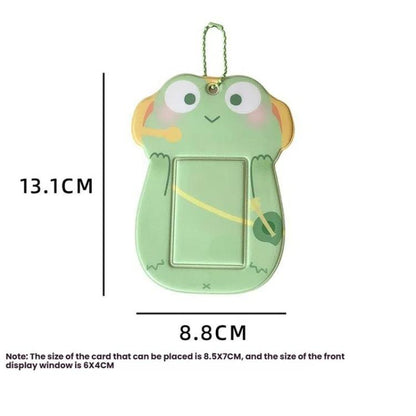Hisocute Student Cartoon PVC Transparent Card Holder Cute Animal 3-Inch Idol Album Photo Card Case, Style: Pink Bear