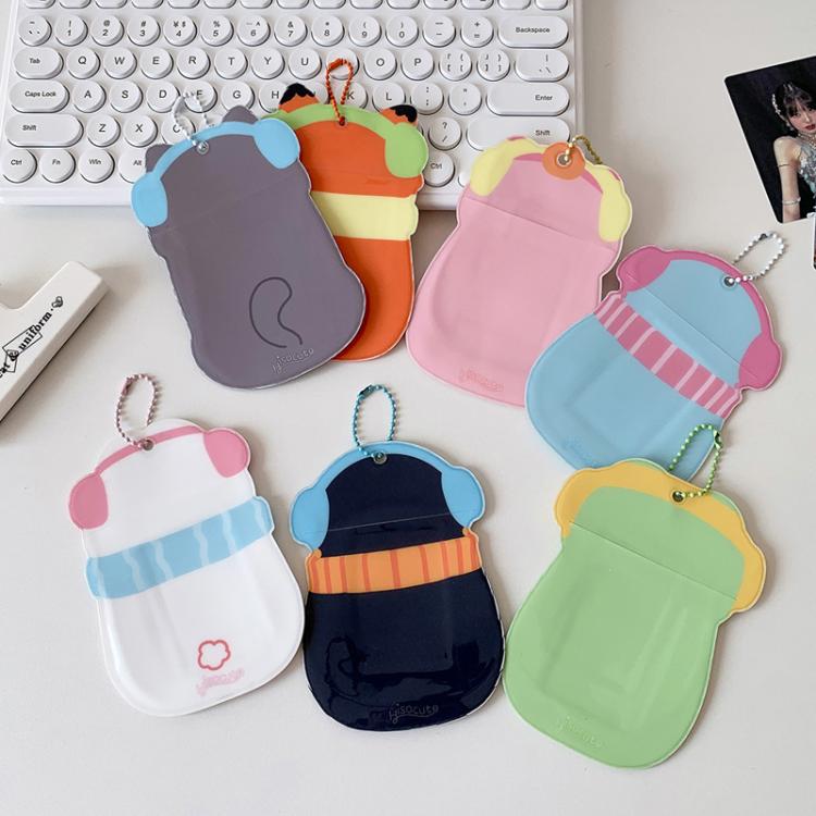 Hisocute Student Cartoon PVC Transparent Card Holder Cute Animal 3-Inch Idol Album Photo Card Case, Style: Green Frog