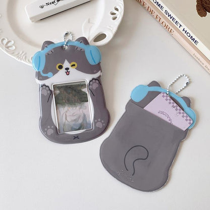 Hisocute Student Cartoon PVC Transparent Card Holder Cute Animal 3-Inch Idol Album Photo Card Case, Style: Green Frog