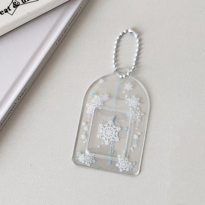 Hisocute Snowflake PVC Card Holder 1 inch 2 inch 3 inch Star Small Card Pendant Photo Case, Color: Transparent Small