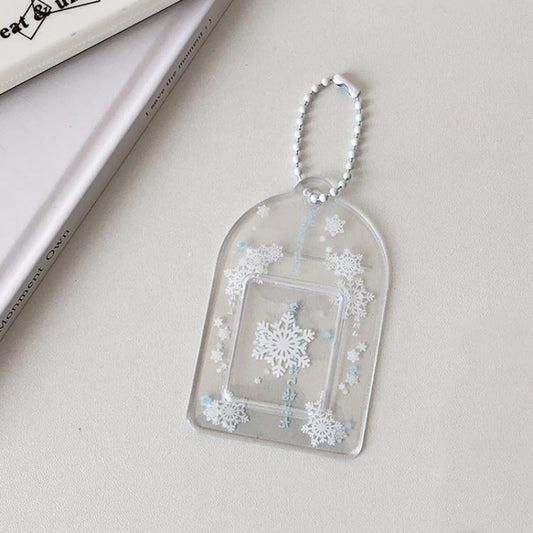Hisocute Snowflake PVC Card Holder 1 inch 2 inch 3 inch Star Small Card Pendant Photo Case, Color: Transparent Small