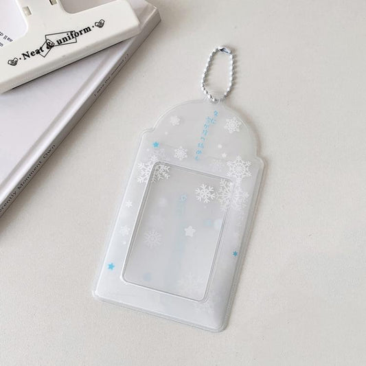 Hisocute Snowflake PVC Card Holder 1 inch 2 inch 3 inch Star Small Card Pendant Photo Case, Color: White Large