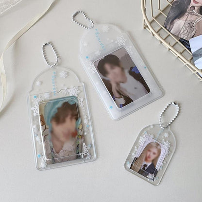 Hisocute Snowflake PVC Card Holder 1 inch 2 inch 3 inch Star Small Card Pendant Photo Case, Color: Transparent Small