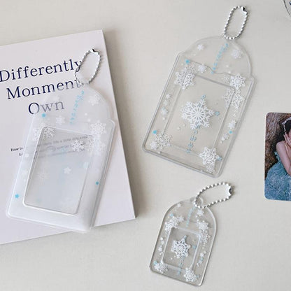Hisocute Snowflake PVC Card Holder 1 inch 2 inch 3 inch Star Small Card Pendant Photo Case, Color: Transparent Small