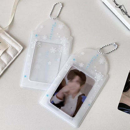 Hisocute Snowflake PVC Card Holder 1 inch 2 inch 3 inch Star Small Card Pendant Photo Case, Color: Transparent Small