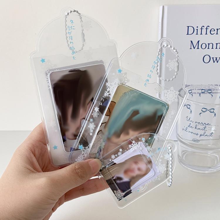 Hisocute Snowflake PVC Card Holder 1 inch 2 inch 3 inch Star Small Card Pendant Photo Case, Color: Transparent Small