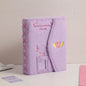 Hisocute Embroidered Plush Six Hole Magnetic Album A5 Card Album Binder Student Storage Booklet(Purple Cover)